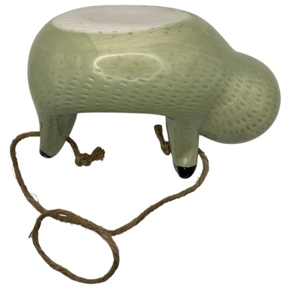 Ceramic Hanging Sloth Planter Pot Jute Rope Sage Green Animal Succulent Holder - Picture 8 of 8